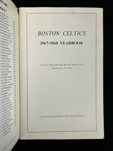 Original 1967-68 Boston Celtics NBA Basketball Yearbook / Media Guide w/ Russell