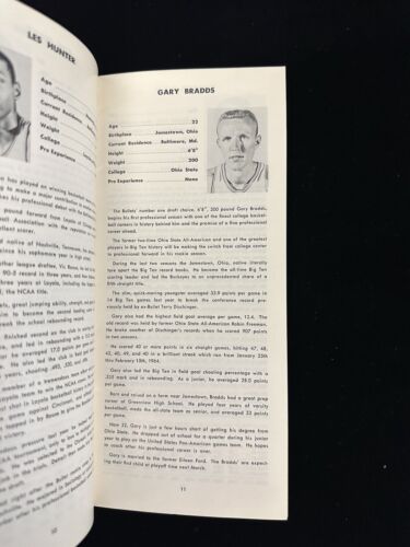 Original 1964-65 Baltimore Bullets NBA Basketball Media Guide / Press Book