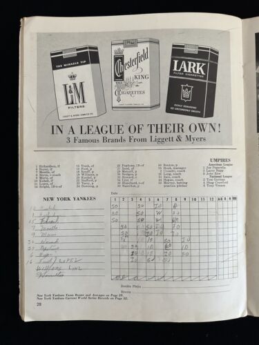 1963 New York Yankees World Series Program vs Los Angeles Dodgers - Scored - VG+