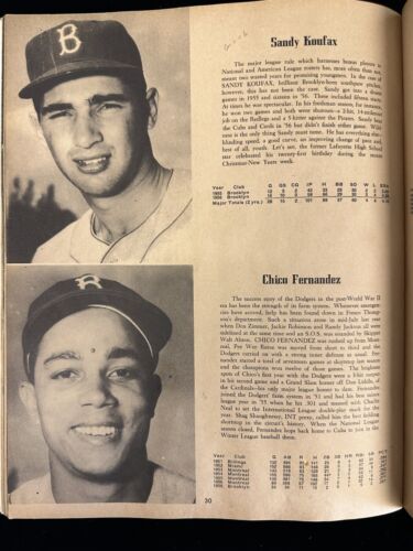 1957 Brooklyn Dodgers Official Baseball Yearbook W/ Koufax Snider Reese - VG