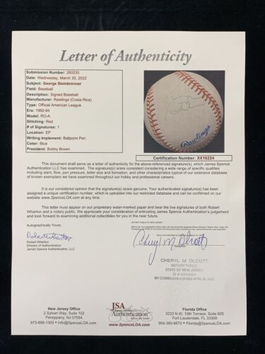 George Steinbrenner New York Yankees SIGNED Official AL Baseball w/ JSA LOA