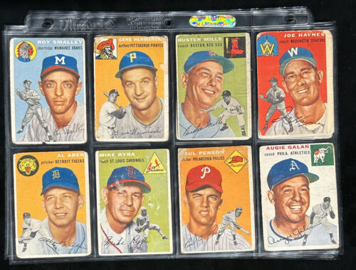 1954 Topps Baseball Starter Set Lot of 75 Different Commons - Low Grade