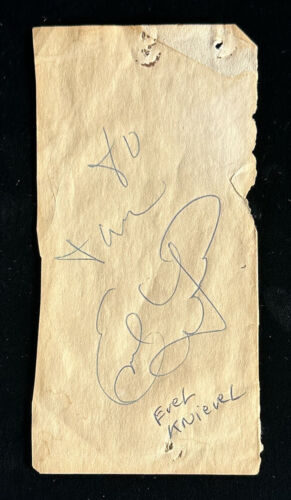 Evel Knievel 3 x 5.5” Vintage Autograph Cut - Legendary Stuntman - deceased