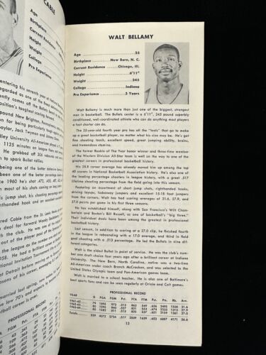 Original 1964-65 Baltimore Bullets NBA Basketball Media Guide / Press Book