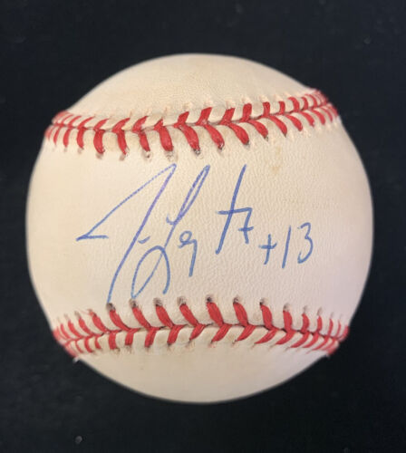 Jim Leyritz #13 1996 NY Yankees SIGNED Official AL Budig Baseball w/ hologram