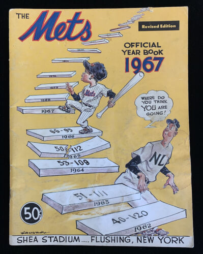 1967 New York Mets Official Baseball Yearbook Revised Edition VG water damage