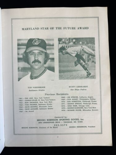 1975 Maryland Baseball Banquet MULTI SIGNED Program 4 sigs w/ Berra Blair Weaver