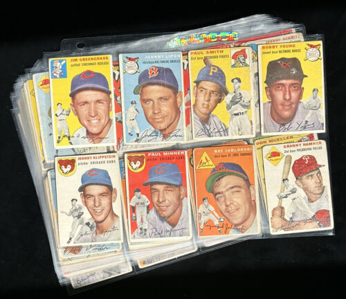 1954 Topps Baseball Starter Set Lot of 112 Different Commons - Low Grade