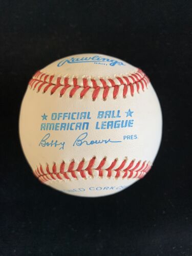 Tom Henrich NY Yankees SIGNED Official AL Bobby Brown Baseball w/ hologram