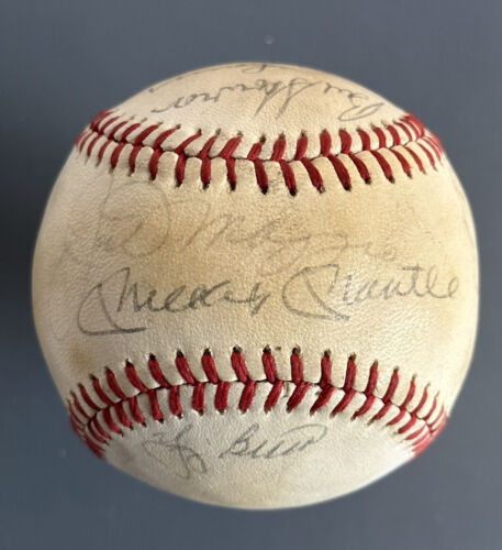 Yankees Greats MULTI SIGNED AL Baseball 12 sigs w/ Mantle DiMaggio Berra Collins