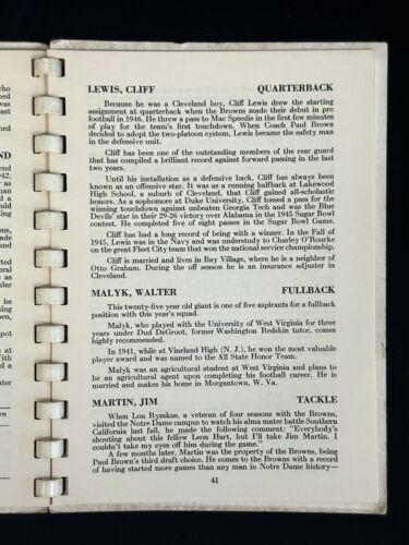 1950 Cleveland Browns NFL Football Press Radio & TV Media Guide