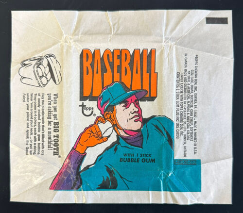 1972 Topps Baseball Card Wax Pack Wrapper w/ Big Tooth Bubble Gum Ad