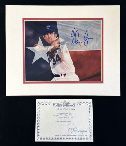 Nolan Ryan Texas Rangers SIGNED 8x10 Color Photo (Large Signature) w/ Ryan COA