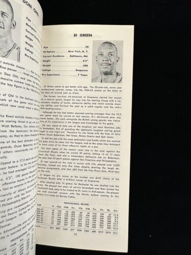 Original 1964-65 Baltimore Bullets NBA Basketball Media Guide / Press Book