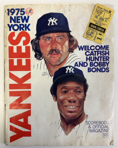 April 11, 1975 Yankees Opening Day Ticket Stub & Program (VG) - Jim Hunter Debut