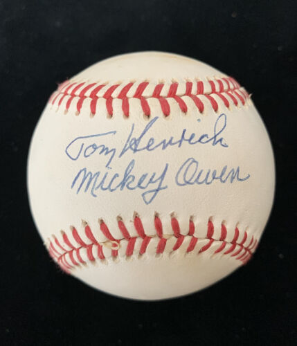 Tom Henrich Mickey Owen DUAL SIGNED Official AL Bobby Brown Baseball w/ hologram