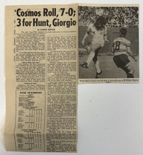 April 2, 1978 NASL Cosmos Soccer Program + 1 Ticket - Chinaglia Scores 3 Goals