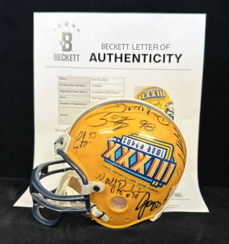 Super Bowl XXXIII MULTI SIGNEDMini Helmet 10 sigs w/ Tony Siragusa Beckett LOA