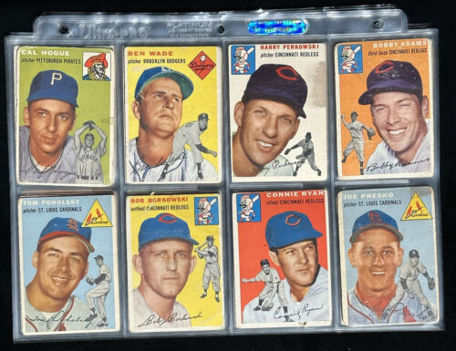 1954 Topps Baseball Starter Set Lot of 75 Different Commons - Low Grade