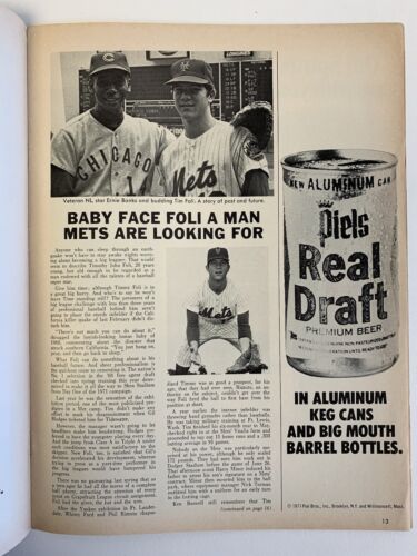 1971 MLB Baseball Program Philadelphia Phillies at New York Mets EX