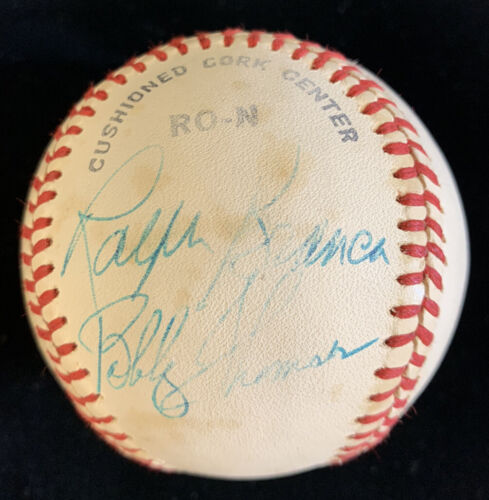 Ralph Branca - Bobby Thomson SIGNED NL Feeney Baseball  stained w/ hologram