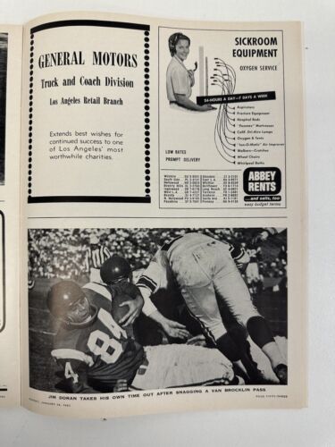 January 14, 1962 All-Star Football Pro Bowl Program – 1961 Season