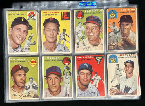 1954 Topps Baseball Starter Set Lot of 75 Different Commons - Low Grade