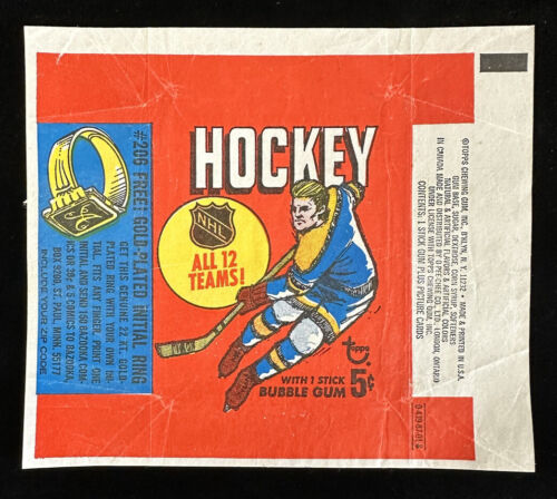 1968 Topps Hockey Card 5-cent Wax Pack Wrapper w/ Gold-Plated Initial Ring Ad