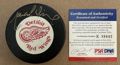 Marcel Dionne Detroit Red Wings (1971-1974) NHL HOFer SIGNED Hockey Puck PSA DNA