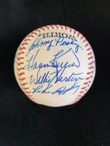 Vintage 1980s National Old Timers Classic Multi Signed Baseball 16 sigs w/ Kaat