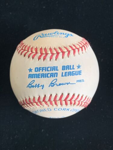 Matt Nokes Tigers Yankees SIGNED Official AL Bobby Brown Baseball w/ hologram