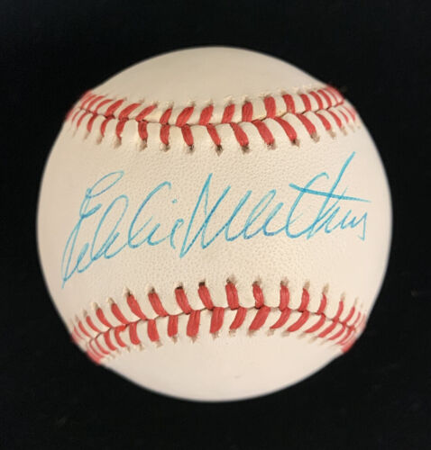 Eddie Mathews Milwaukee Braves SIGNED Official NL W. White Baseball w/ hologram