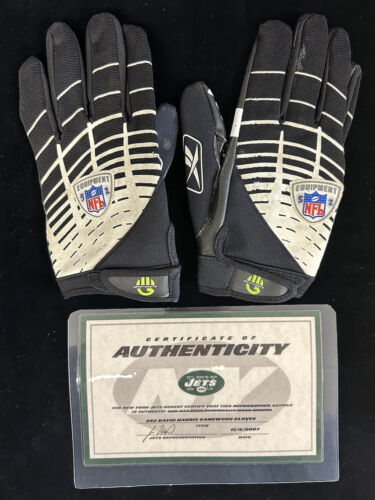 circa 2007 David Harris #52 New York Jets NFL Game Used Pair of Gloves JETS COA