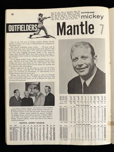 1965 New York Yankees Official Baseball Yearbook w/ Mantle , Maris , Ford - VG