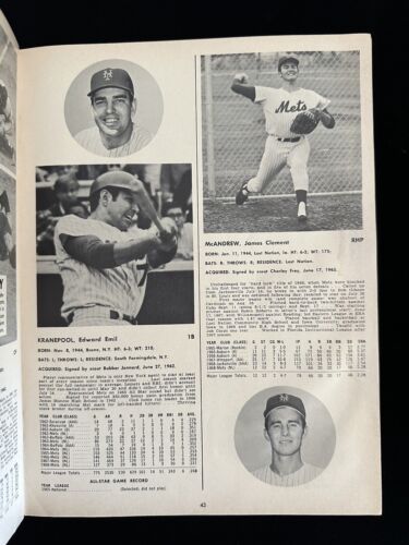 1969 New York Mets Official Baseball Yearbook w/ Seaver Koosman Grote - VG