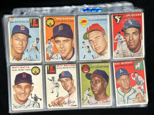 1954 Topps Baseball Starter Set Lot of 75 Different Commons - Low Grade