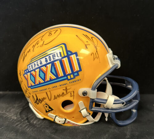 Super Bowl XXXIII MULTI SIGNEDMini Helmet 10 sigs w/ Tony Siragusa Beckett LOA