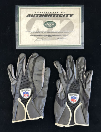 c. 2006 Victor Hobson New York Jets Linebacker #54 NFL Game Used Football Gloves