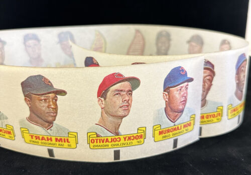 1966 Topps Baseball Rub-Offs Uncut Sheet / Roll of 20 w/ Mickey Mantle - NM