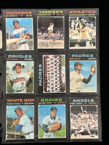 1971 Topps Baseball Partial Starter Set of 183 Diff. Commons Semi-Stars High#’s