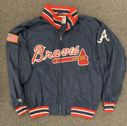 2001-2003 Rafael Belliard Game Used Braves Minor League Nylon Jacket w/ USA Flag