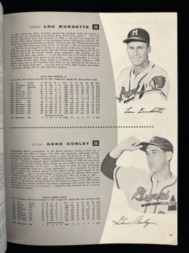 1958 Milwaukee Braves 1957 World Champions Baseball Yearbook w/ Hank Aaron