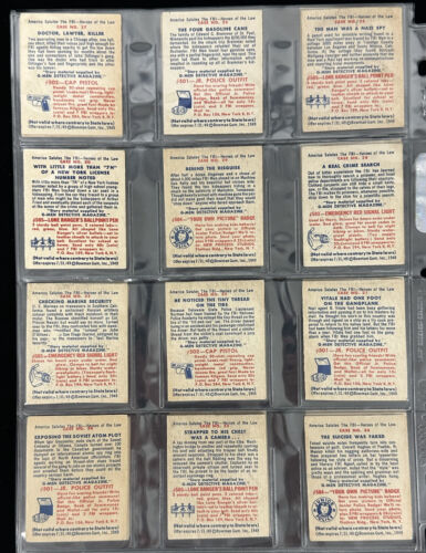 1949 Bowman FBI Heroes Non-Sports Card Complete Set of 36 - Overall EX