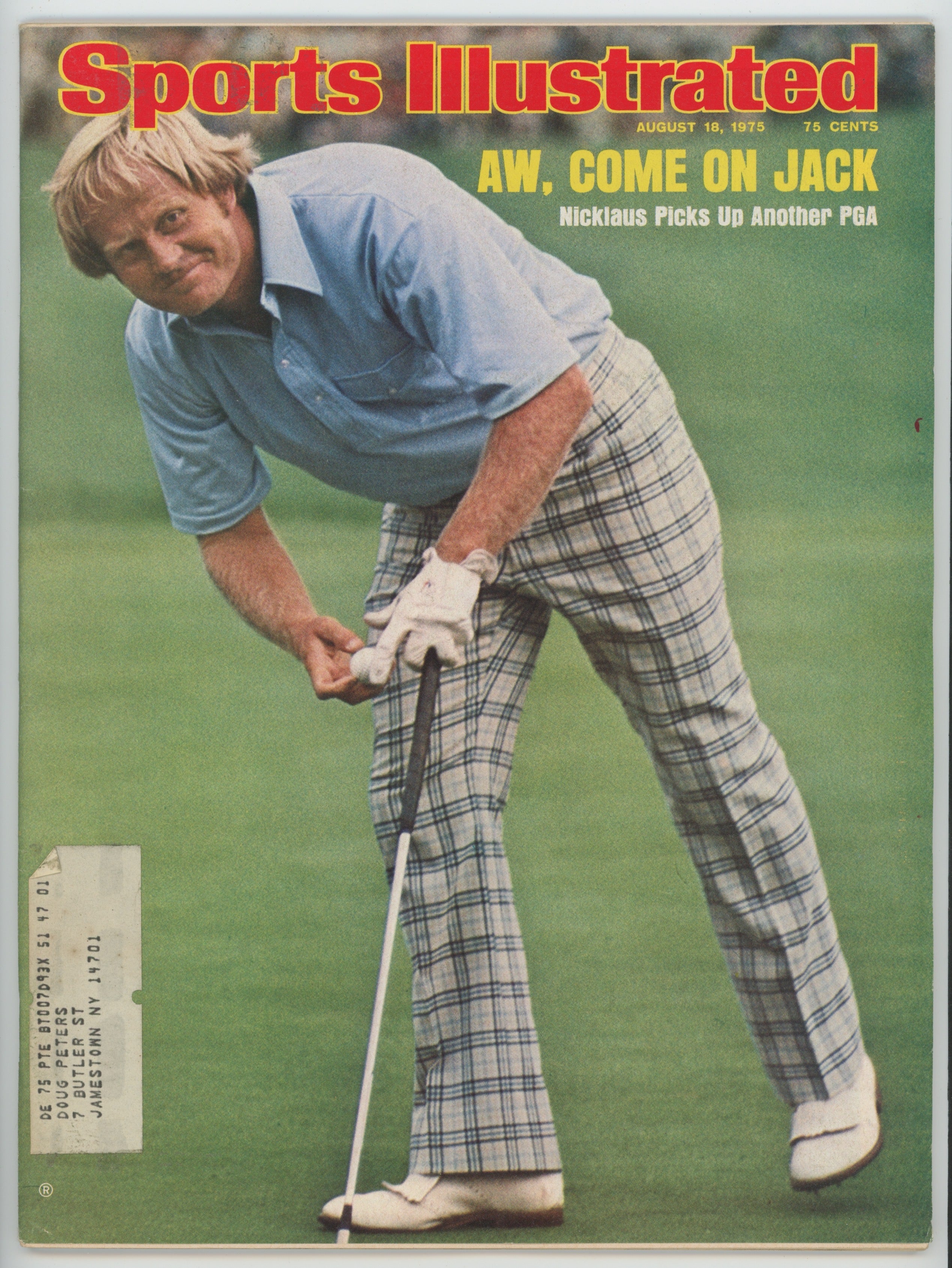 Jack Nicklaus “Aw, Come on Jack, Nicklaus Picks Up Another PGA” 8/18/75 EX ML