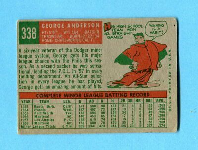 1959 Topps #338 Sparky Anderson Philadelphia Phillies Rookie Baseball Card G/Vg