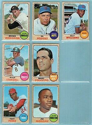 1968 Topps Lot of 7 Different HOFers & Stars Baseball Cards EX - Ex/Mt