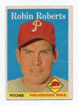 1958 Topps #90 Robin Roberts Philadelphia Phillies Baseball Card Low Grade