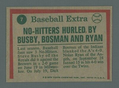 1975 Topps #7 Nolan Ryan & others '74 Highlights Baseball Card NM dia shp