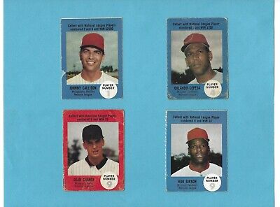 1968 Atlantic Oil Play Ball Game Lot of 4 Different Baseball Cards LG-EX 