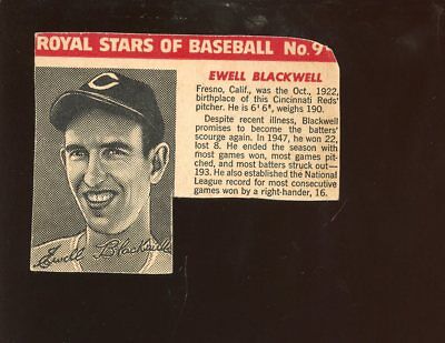 1950/1952 Royal Desserts / Pudding Baseball Card #9 Ewell Blackwell